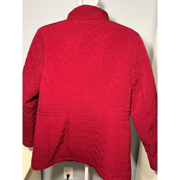 Gallery New York Dark Red Quilted Zipper Jacket Women's Medium Geometric Pattern - Picture 2 of 8